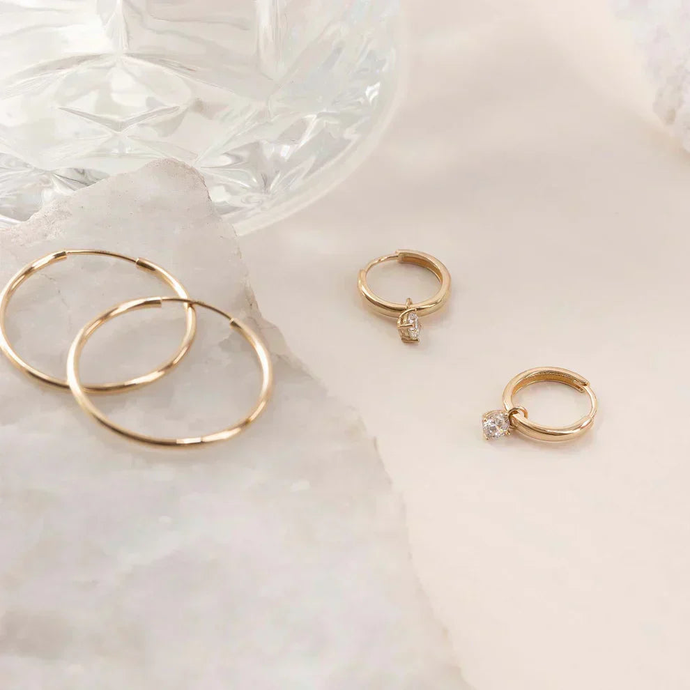 Amarissea | Moonbeam Stone Hoop Earrings 14k Gold